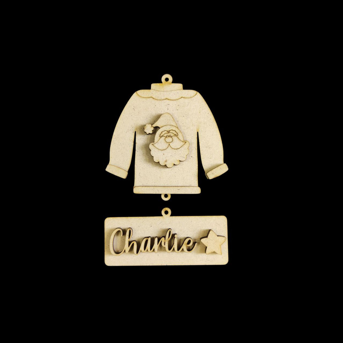 Santa Claus - Fleece Sweater Jacket Ornament - Personalised - Christmas (MDF)