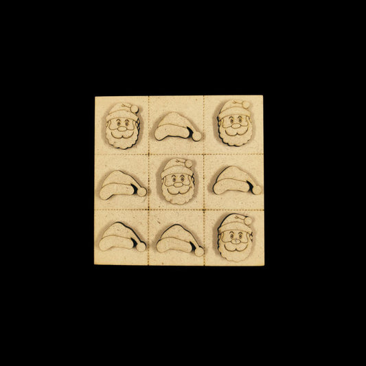 Santa Claus and Santa hat - Tic Tac Toe Base (MDF) Christmas