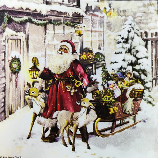 Santa's Gifting time  Christmas eve ( German Napkins Tissues )
