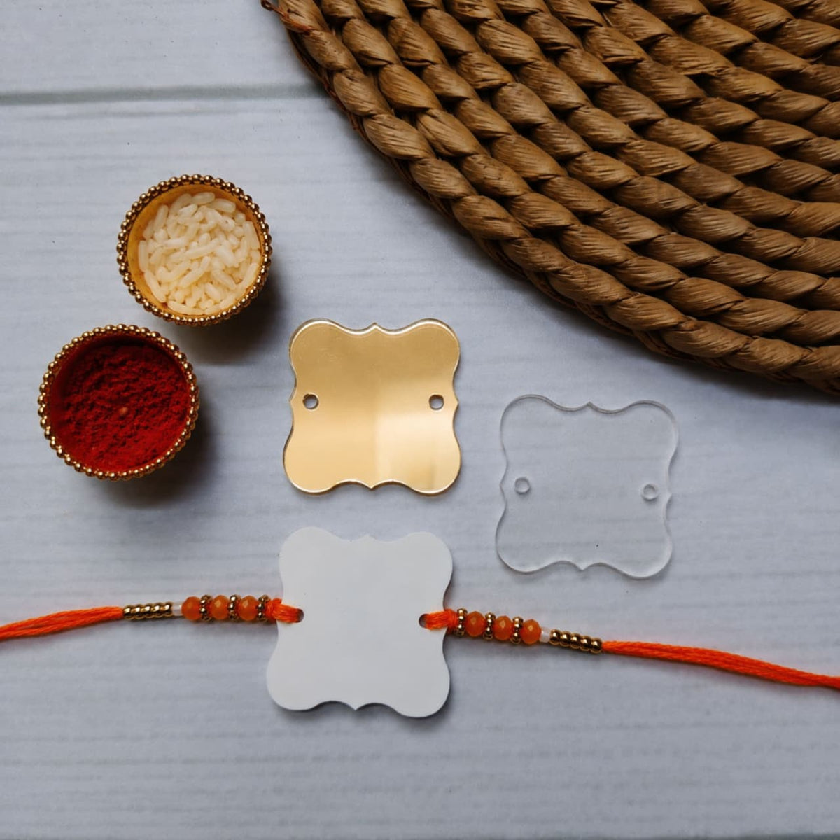 Scallop Square Ornate Acrylic Rakhi Base