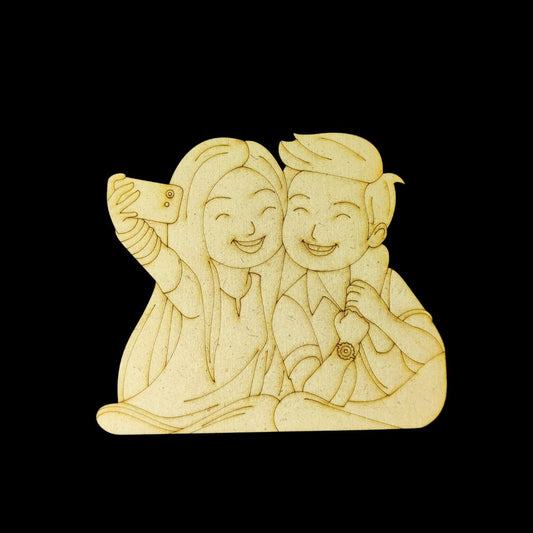 Selfie Time - Brother Sister (MDF Premarked Base - Raksha Bandhan)