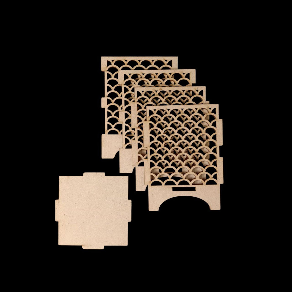 Semi Circle Scales - Fish Scales (MDF -Lasercut Tealight Lantern) Festive