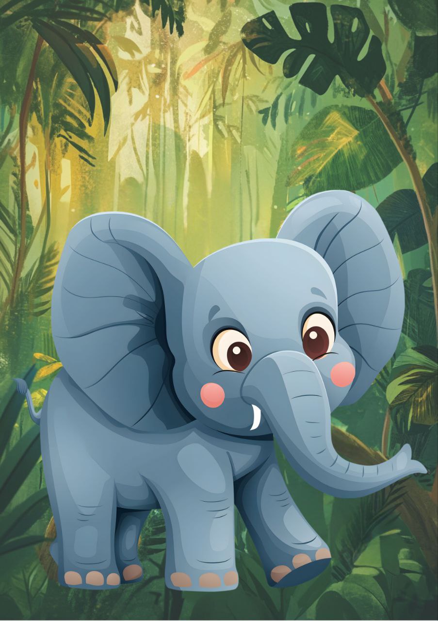 Cute Shy Elephant (Decoupage Paper)