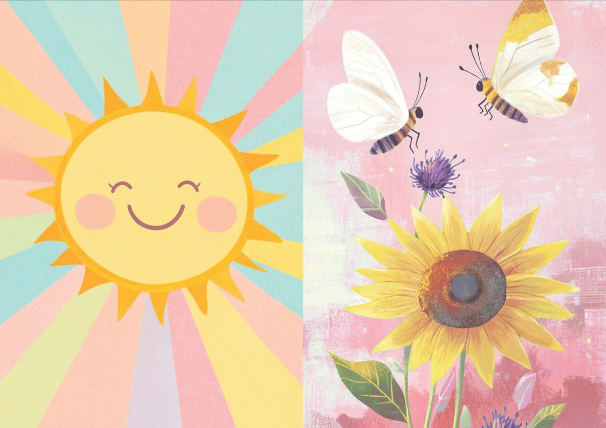 Smiling Sun and Sunflower with Butterflies (Decoupage Paper)2in1