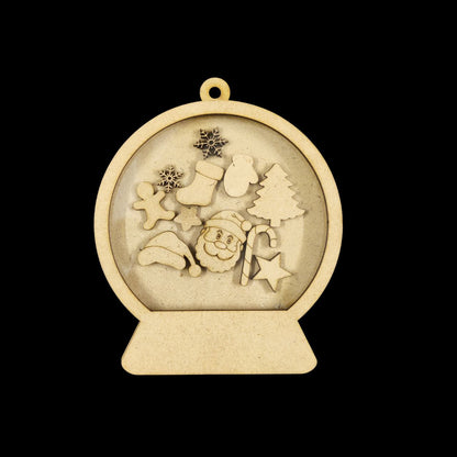 Snow Globe With Embellishments - Christmas MDF Shakers
