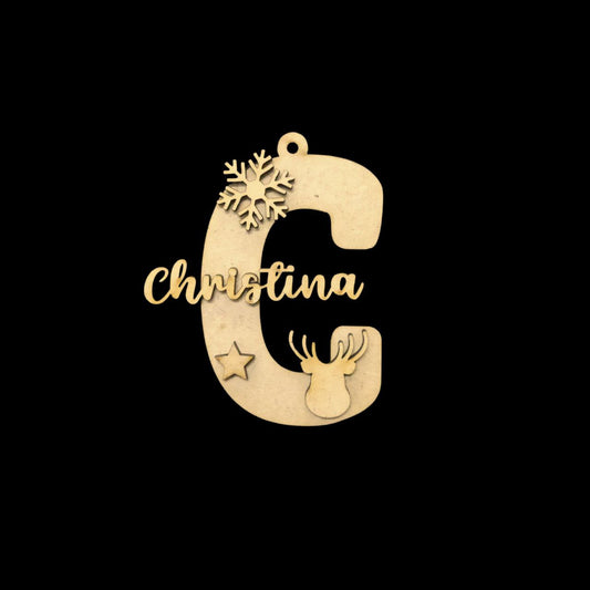 Snowflake Reindeer Star (Personalised Christmas Ornament DIY Premarked Base MDF)