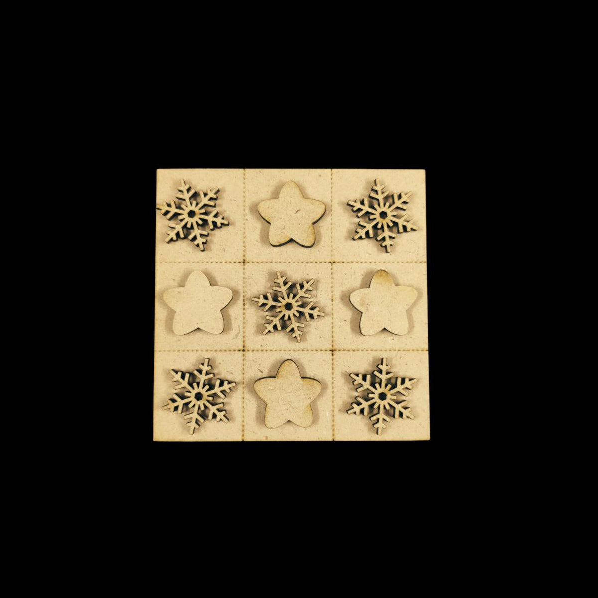 Snowflake and Stars - Tic Tac Toe Base (MDF) Christmas