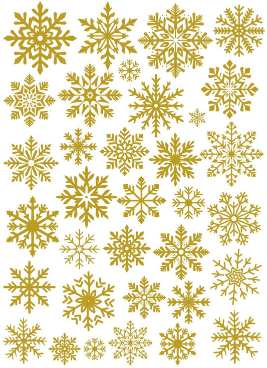 Snowflakes Mix Metallic Gold Colour (Instant Transfer Sheet)