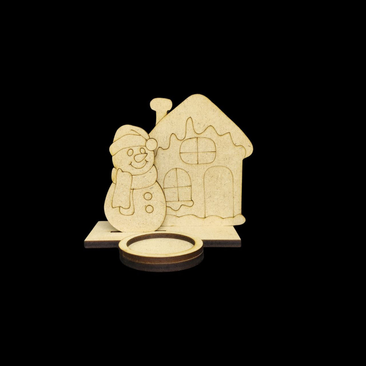Snowman House (3D Tealight Holder MDF) Christmas Collection