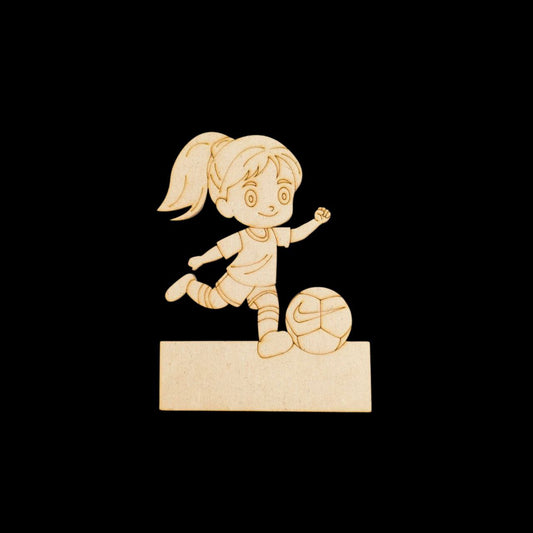 Soccer Football Girl (Mini Fridge Magnet Name Board) MDF