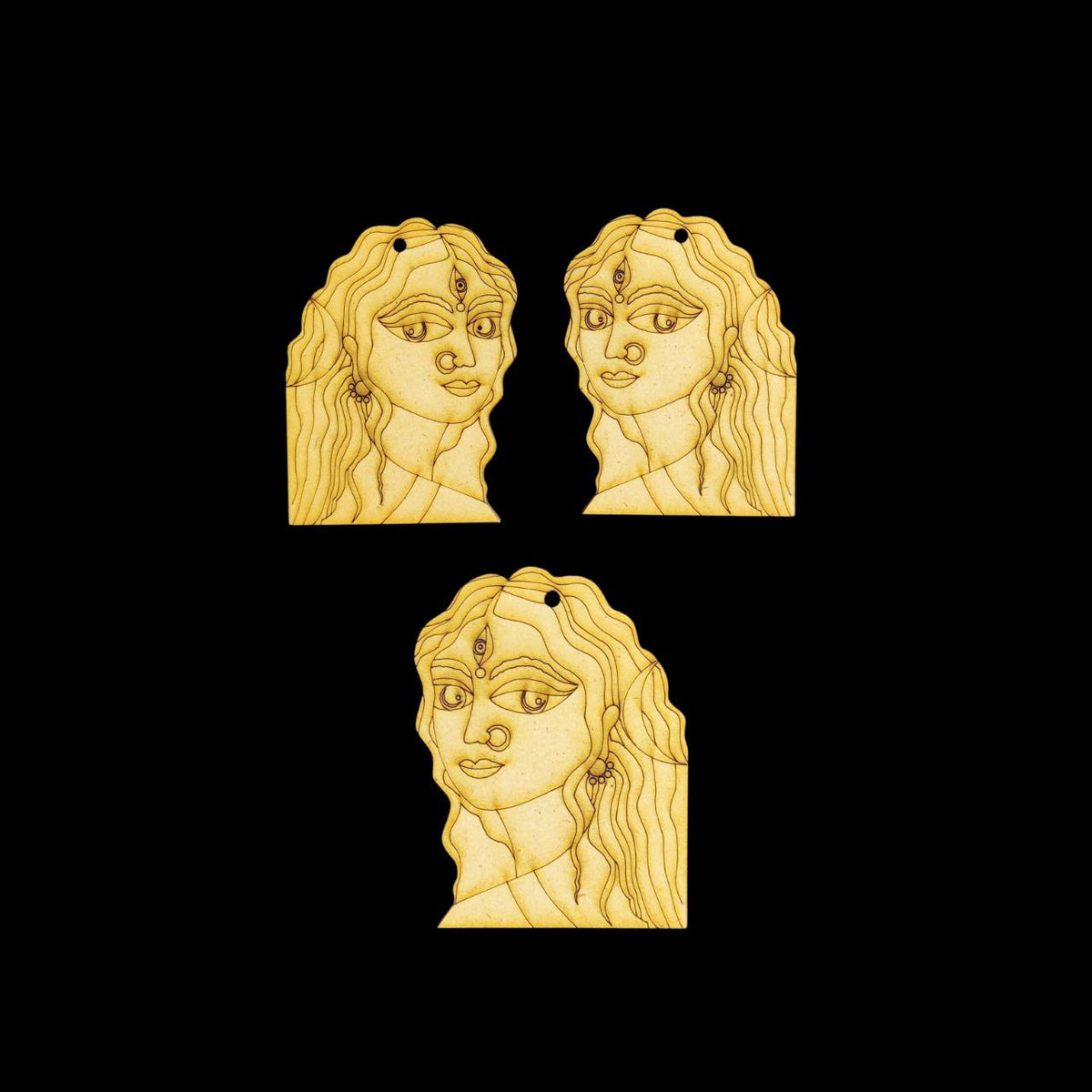 Soma - Madhubani (MDF Earring and Pendant - Folk Art)