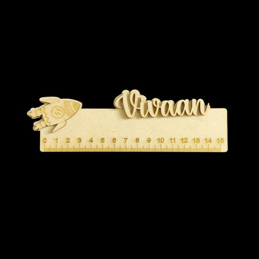 Spaceship Rocket - Personalised Name Ruler (MDF Premarked)