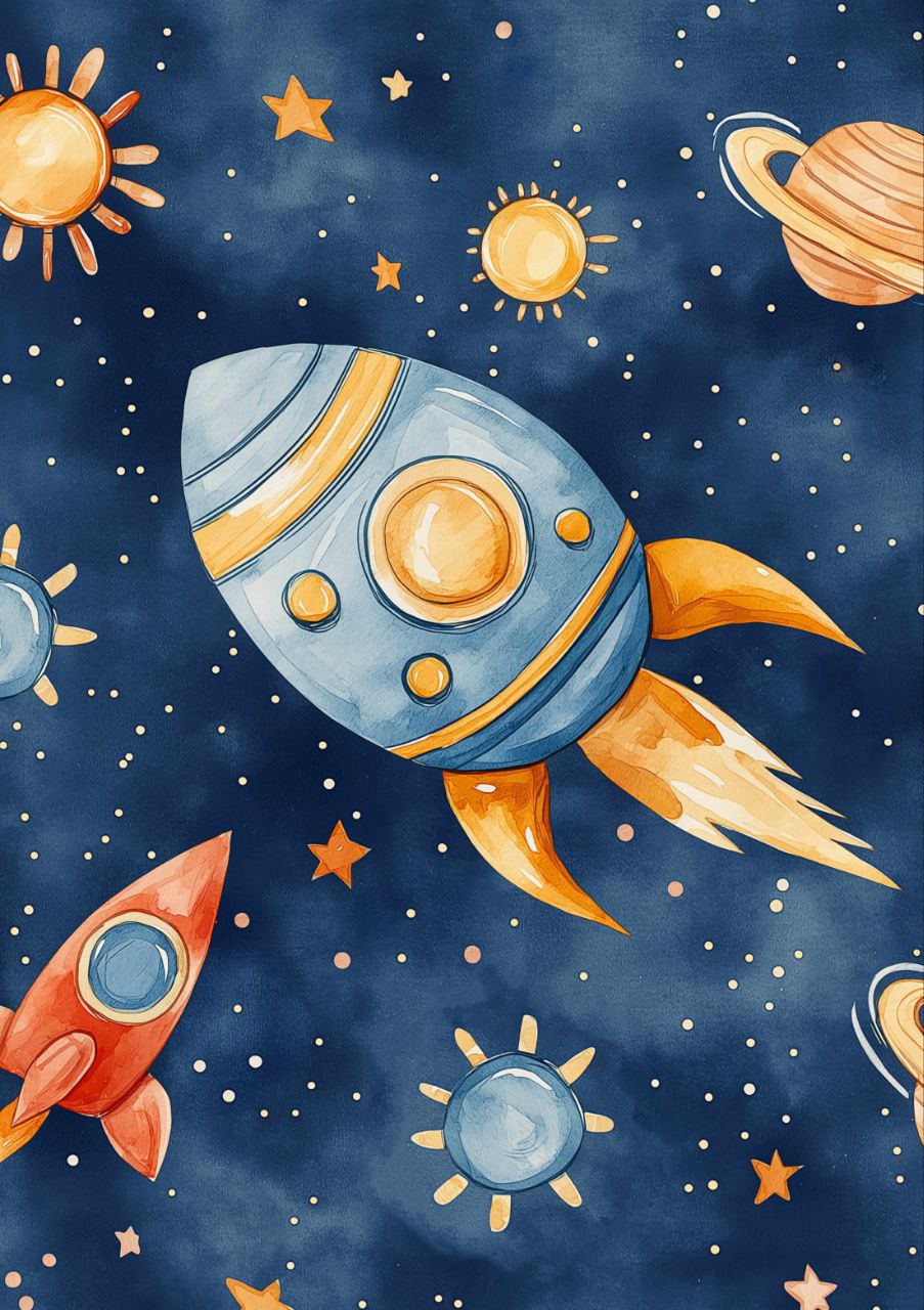 Spaceship Rocket Planets Stars (Decoupage Paper)