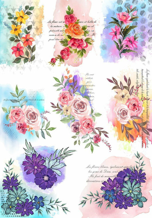 Splash Colour Flowers ( Instant Transfer sheet )