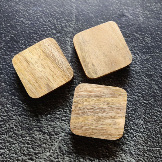 Square Curved - Mango wood Coaster | Fridge Magnet Base