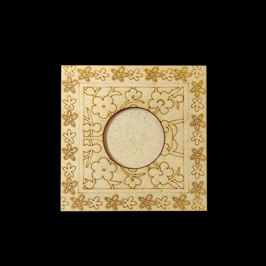 Square Floral (MDF Premarked Tealight Holder) festive