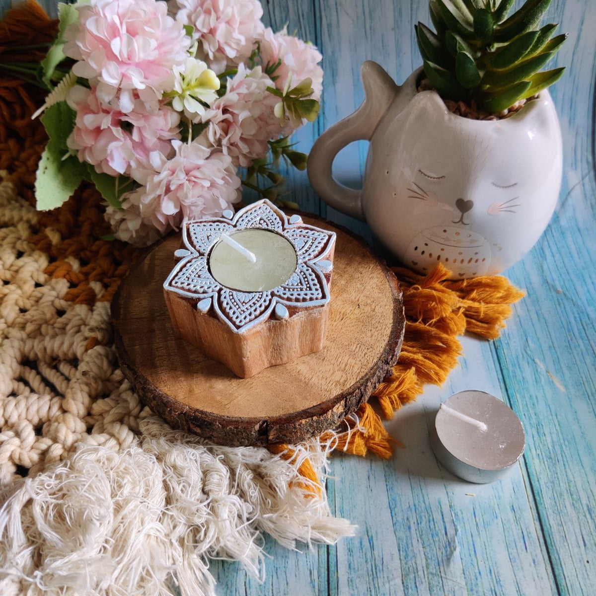 Star (Wooden Block Printing Stamp & Tea Light holder)