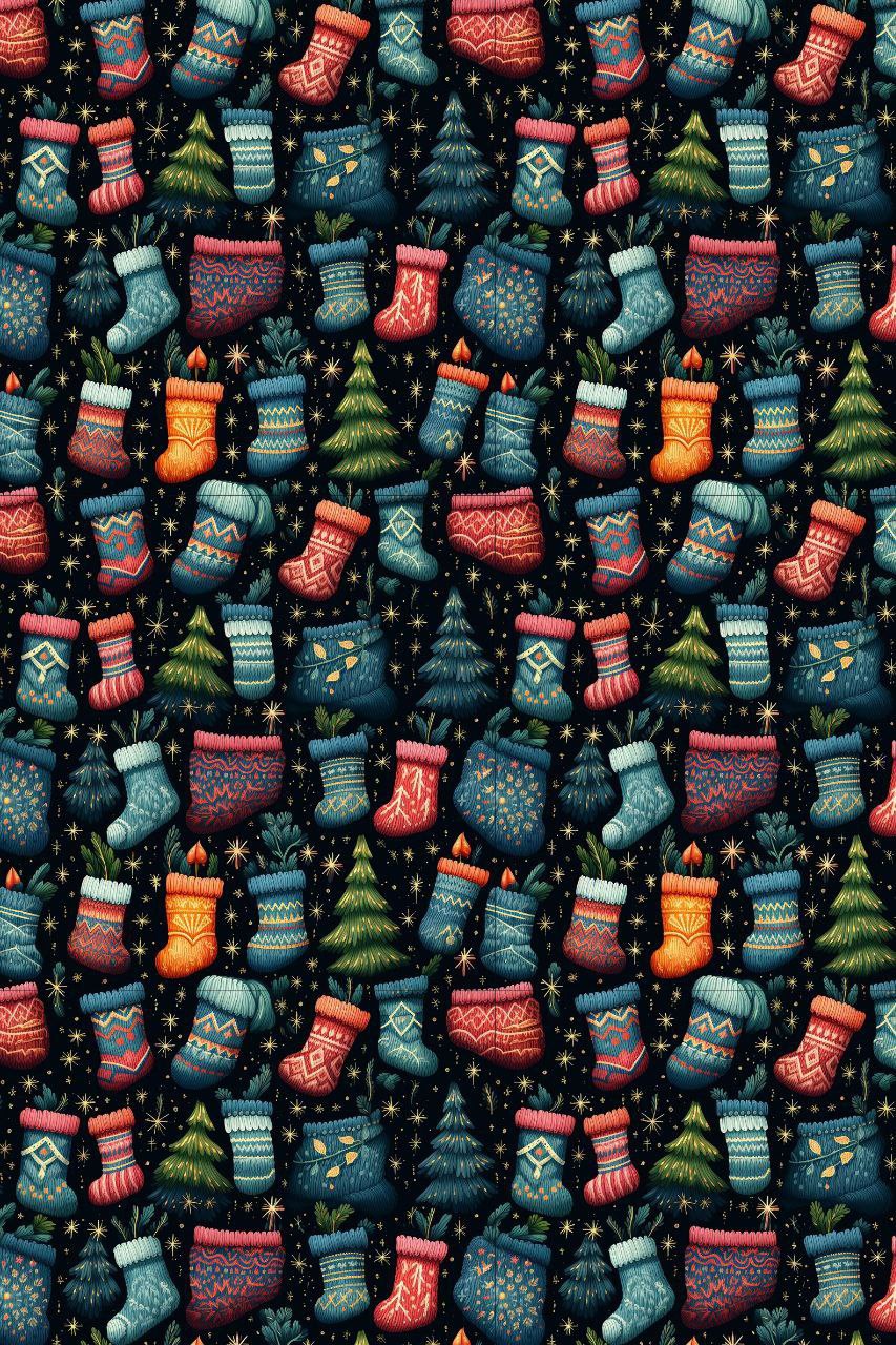 Stockings n Xmas tree - Seamless (Christmas - Decoupage paper )