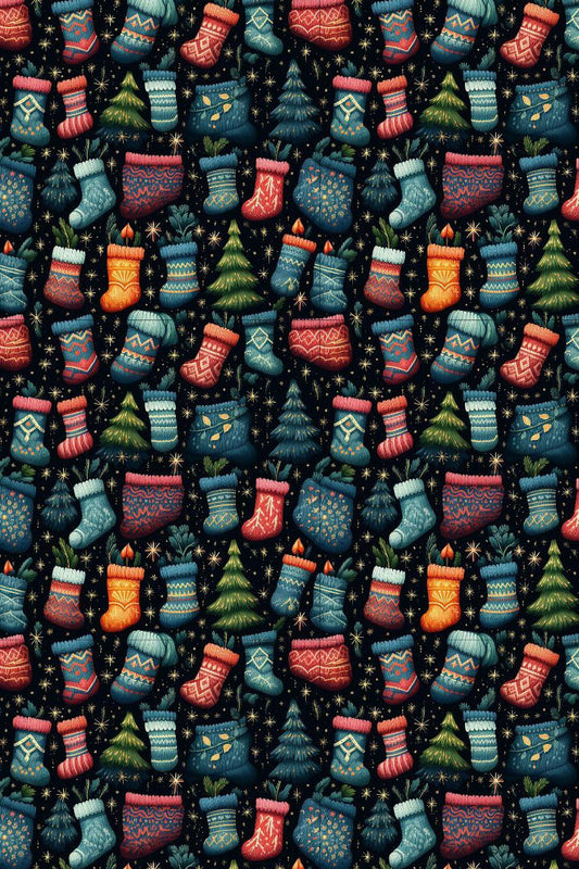 Stockings n Xmas tree - Seamless (Christmas - Decoupage paper )