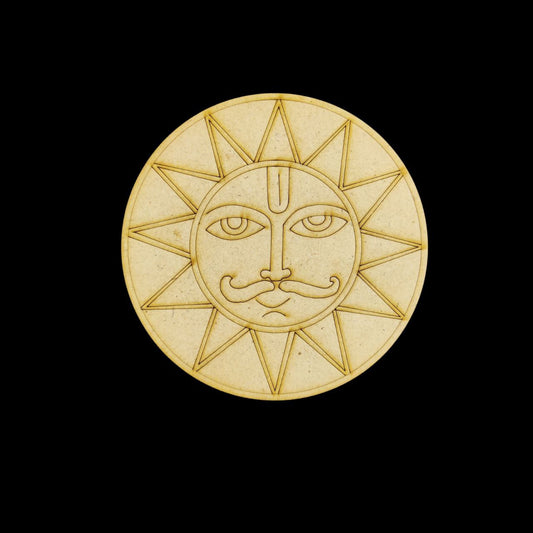 Sun - Madhubani Art (MDF Premarked Base - Folk Art)