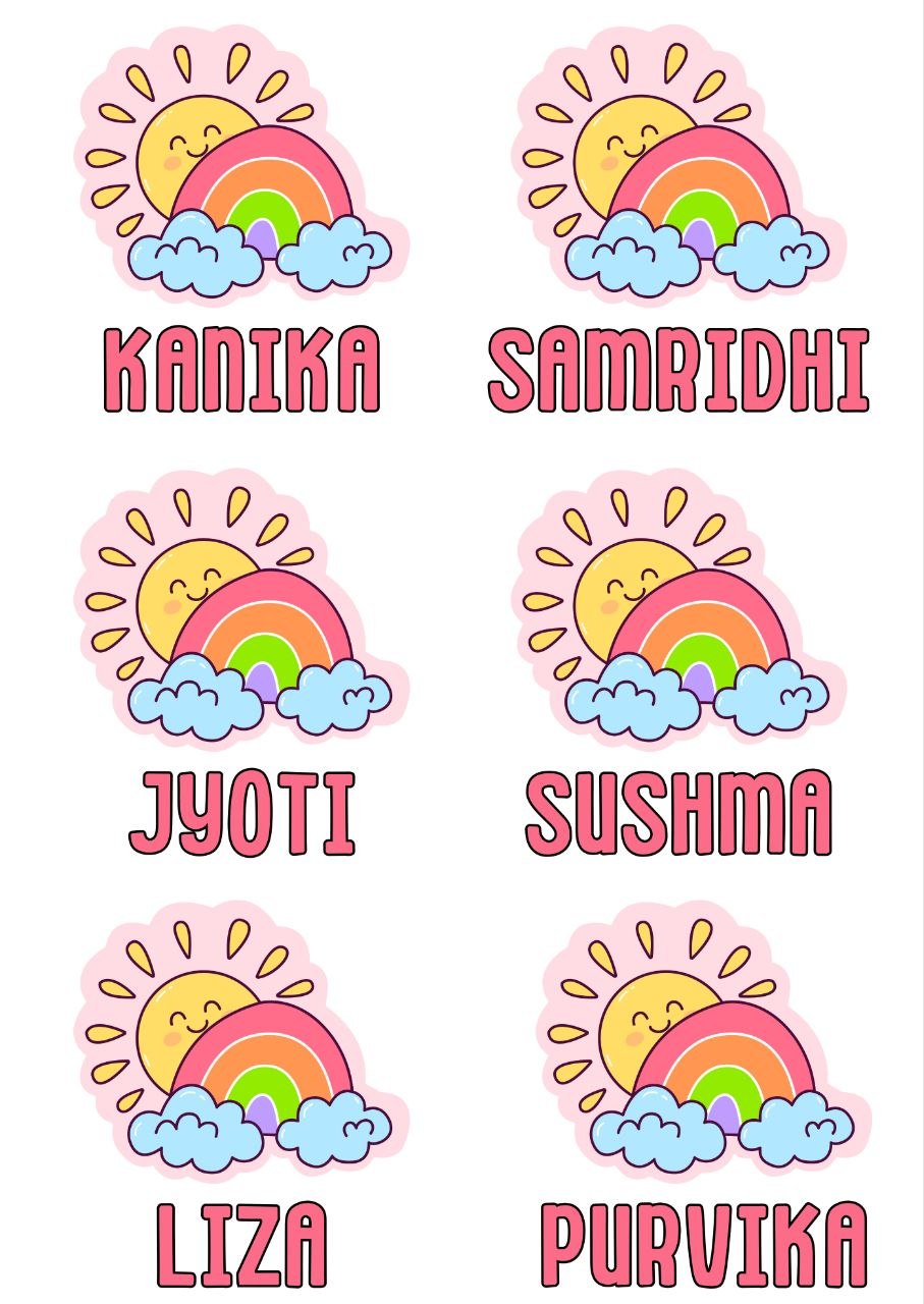 Sun n Rainbow - Personalised DTF Press n Peel Stickers (A6) 6 Names