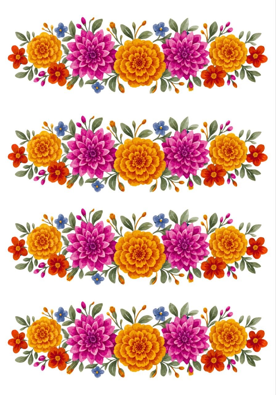 Sunflower Floral Garland Toran - Mini Instant Transfer Sheet