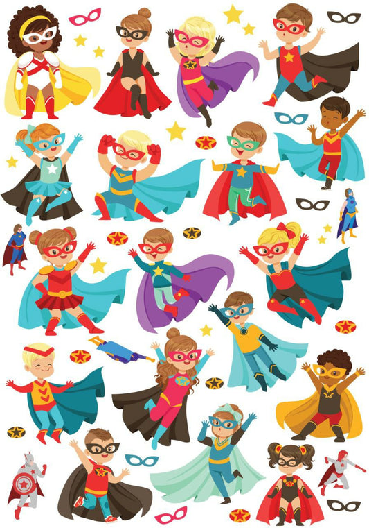 Superhero girl n boy ( Instant Transfer Sheets )