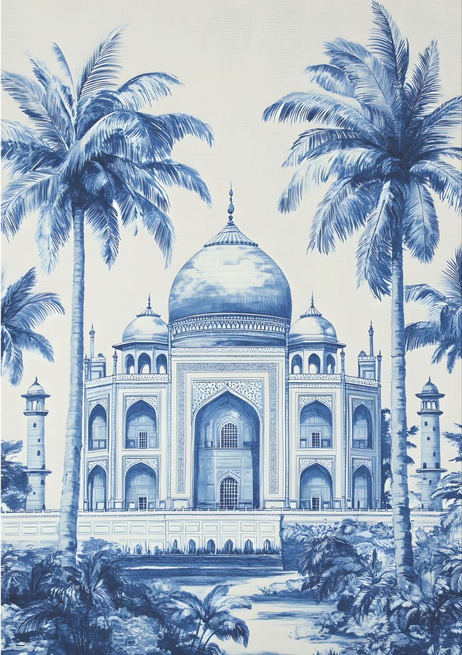 Taj Mahal Palace - Blue Tint (Full Size - Decoupage Paper)