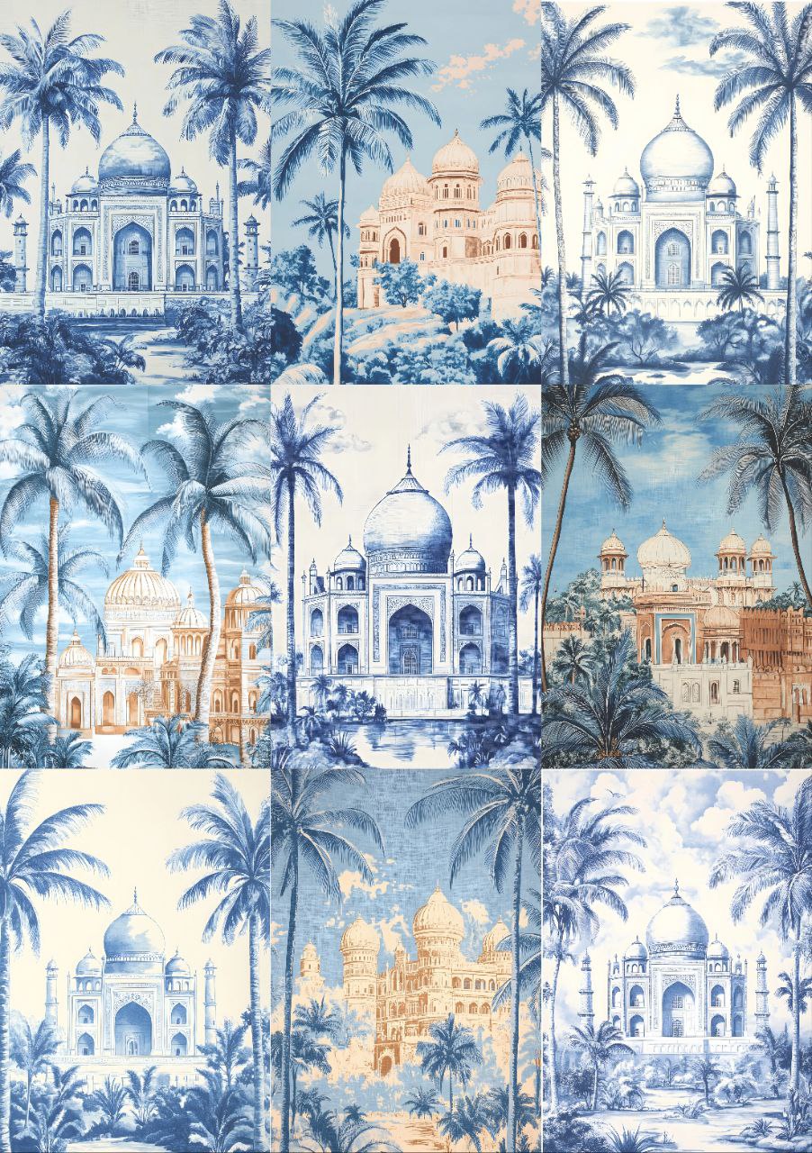 Taj Mahal Blue Tints (9 in 1 - Decoupage Paper)