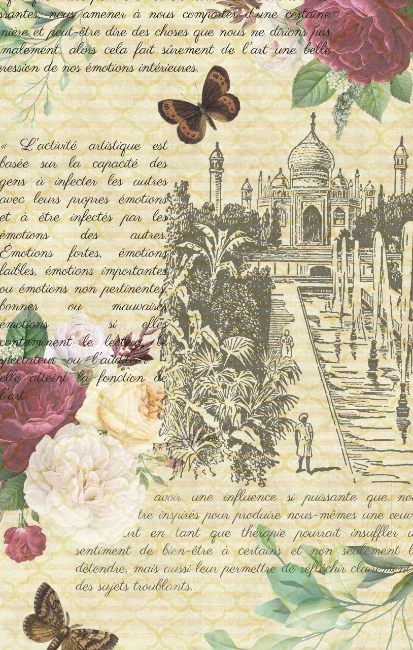 Taj Mahal script - Warm ( Decoupage papers )