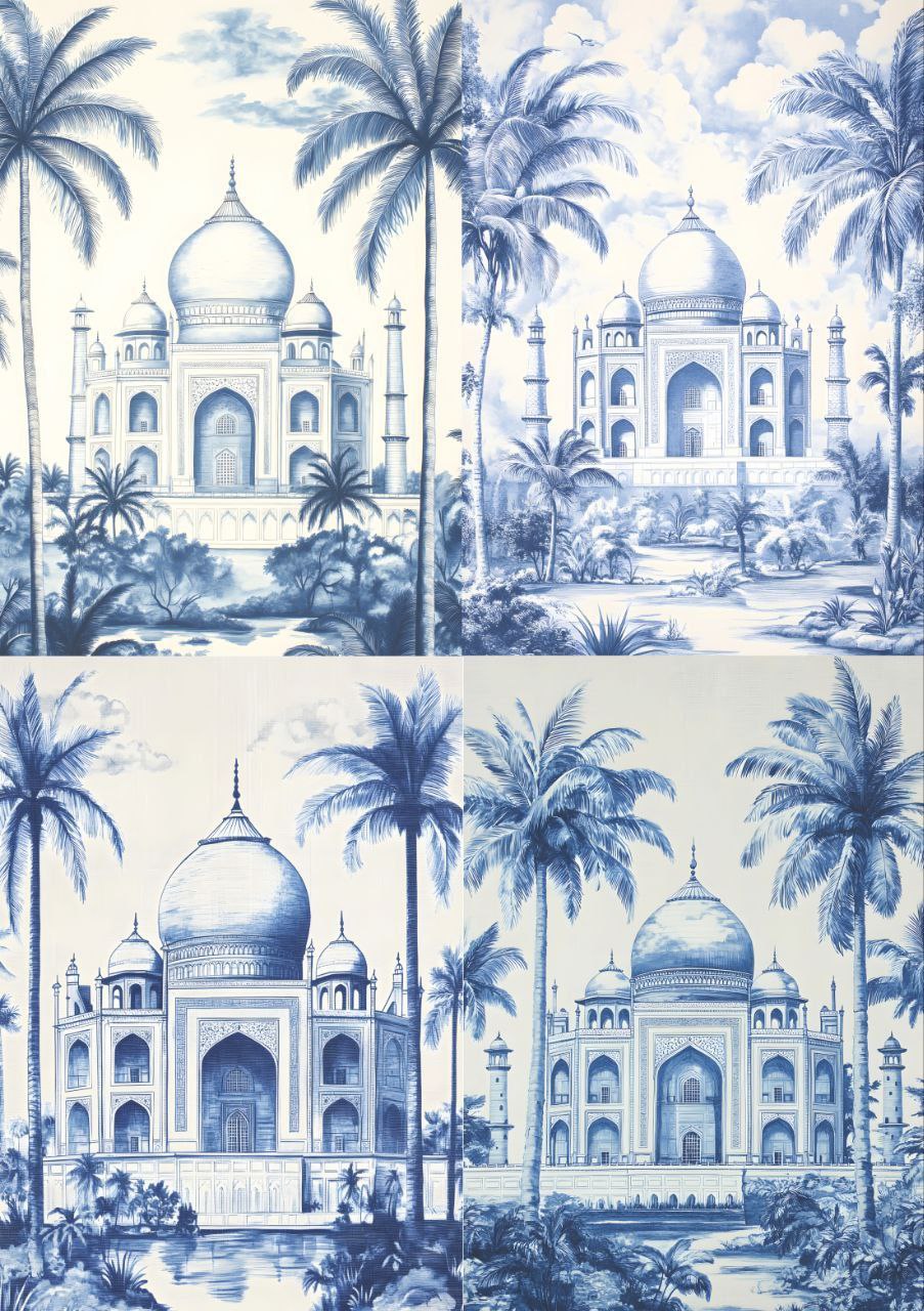 Tajmahal - Blue Tints (4 in 1 - Decoupage Paper)