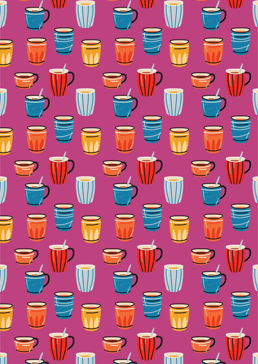 Tea Cups n Glass - pink ( Decoupage papers )