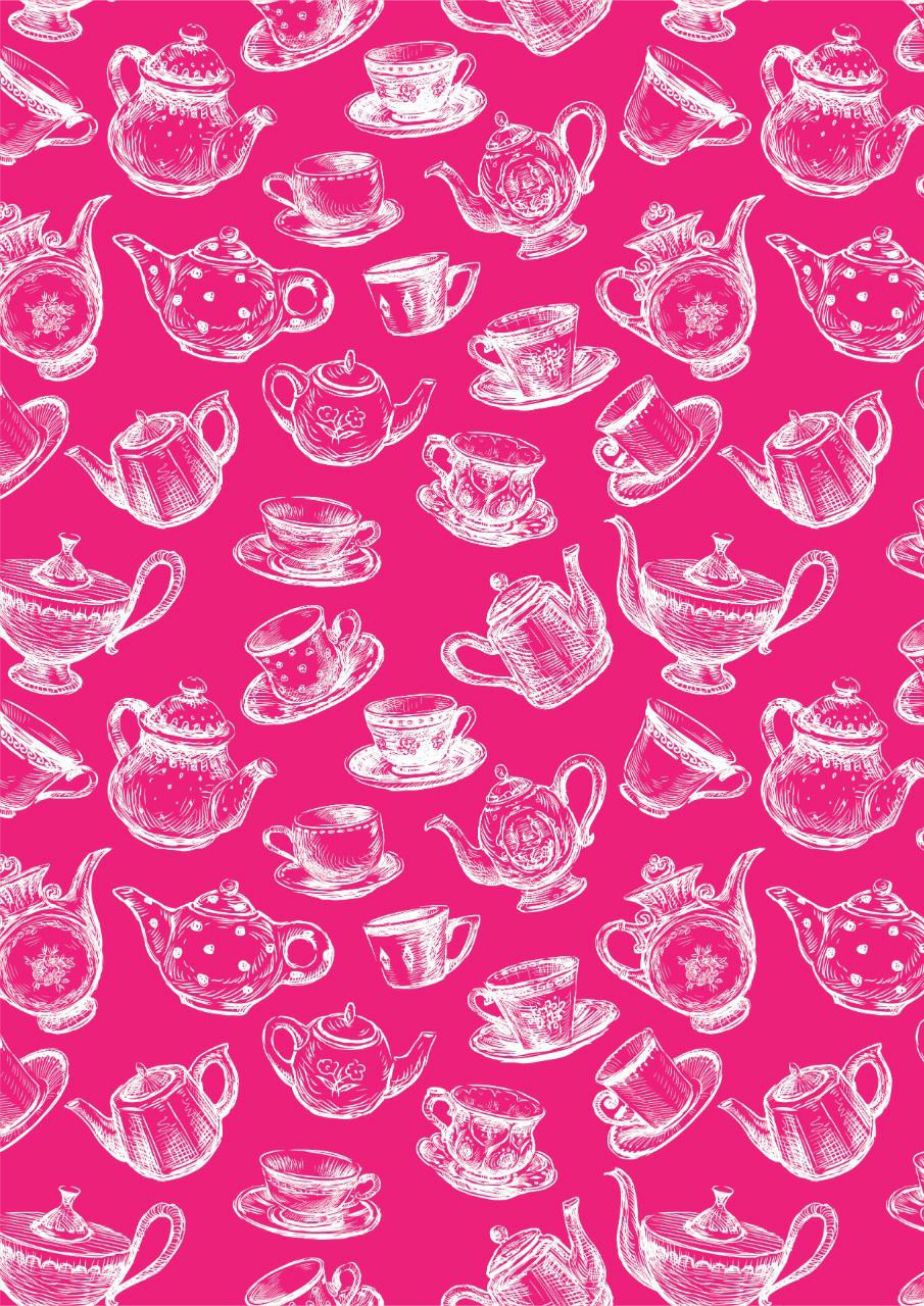 Teacup pot - pink ( Decoupage papers )