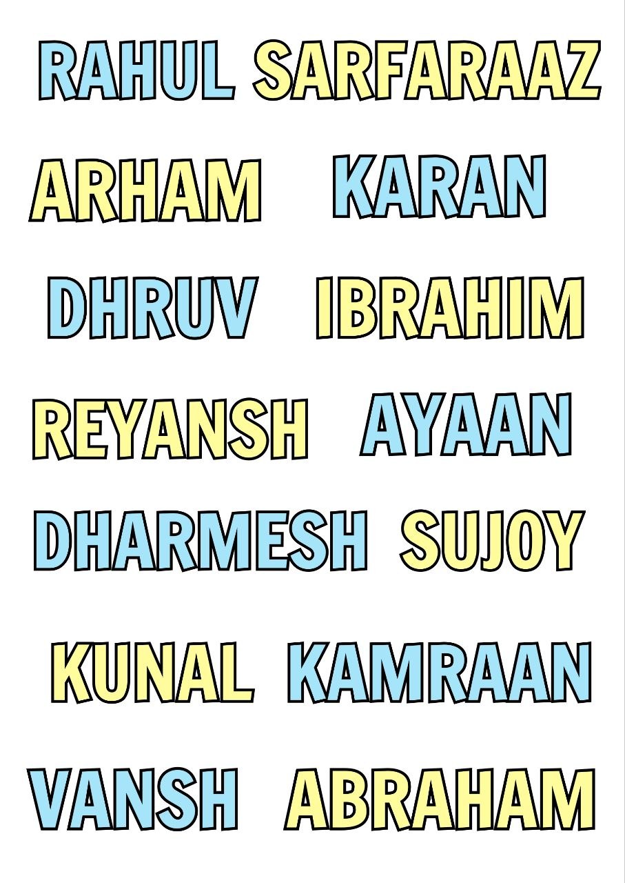 Teal n Yellow POP - Personalised Press N Peel Stickers (UV DTF) Size A6 - 14 Names