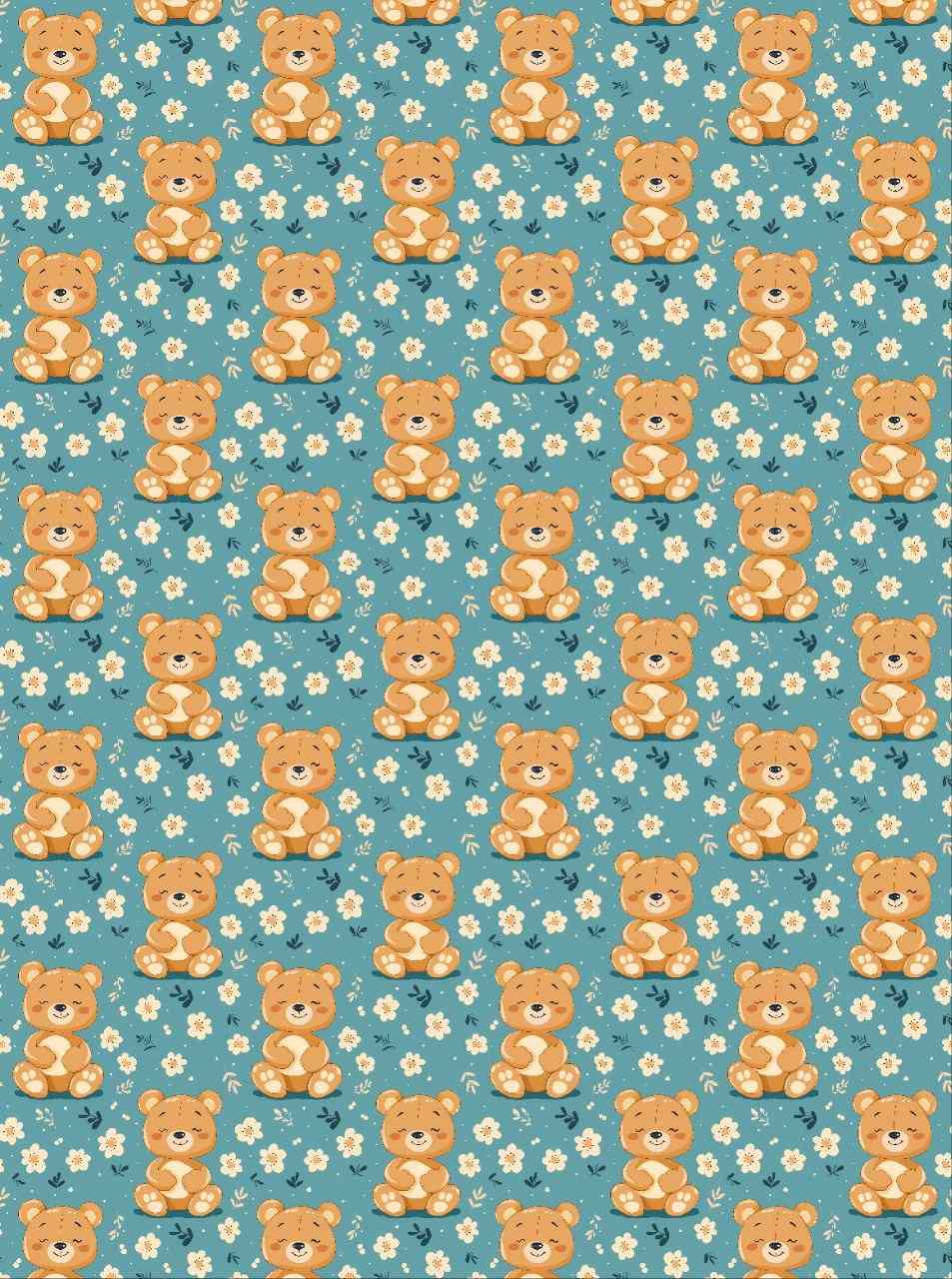 Teddy Bear Floral - Seamless Pattern (Decoupage Paper)