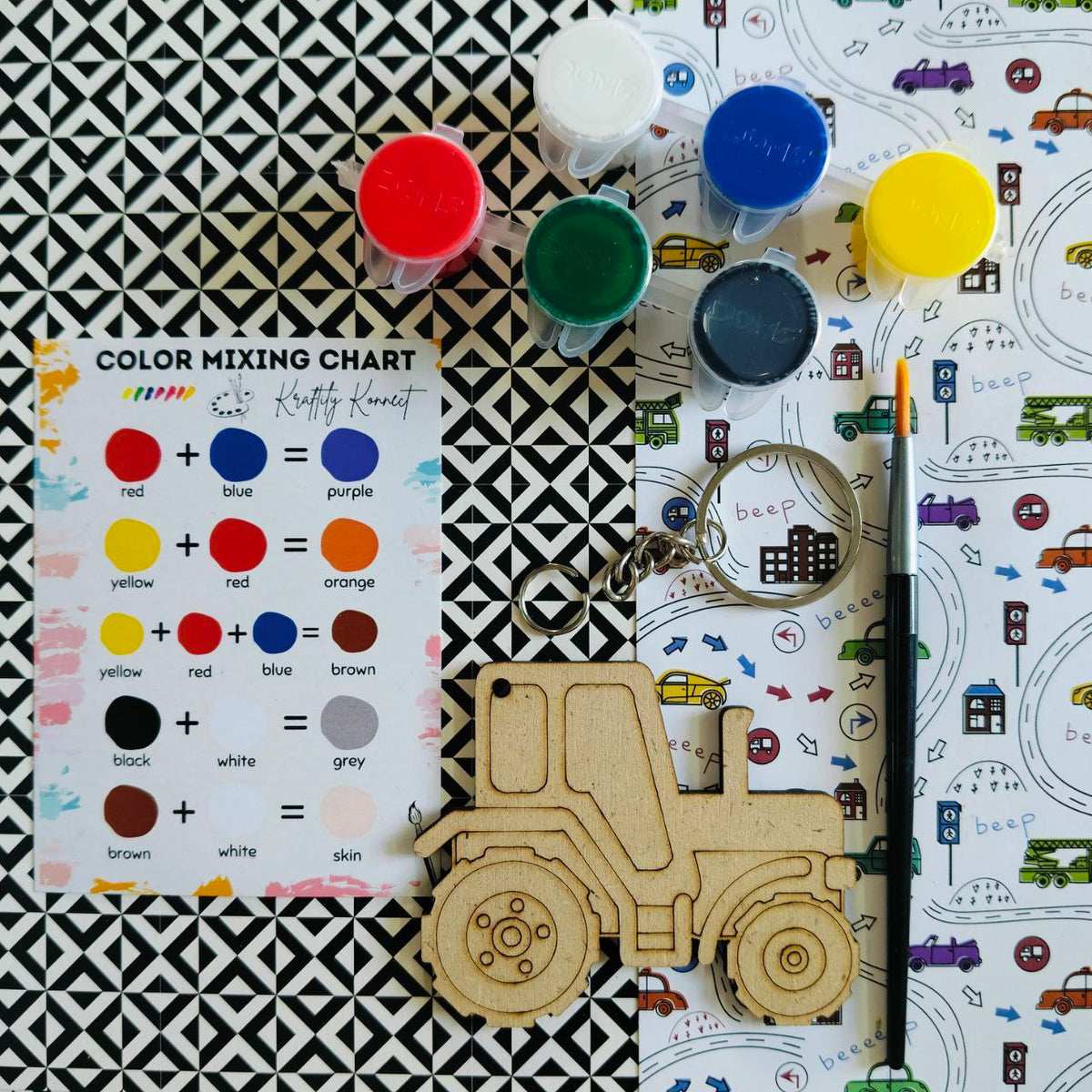 Tractor (DIY Keychain Kit For Kids - MDF)