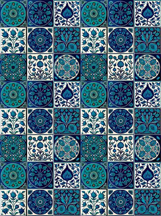 Turquoise Ceramic Turkish Tile Art - Instant Transfer Sheet