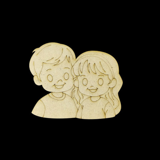 Twin Brother & Sister (MDF Premarked Base - Raksha Bandhan)