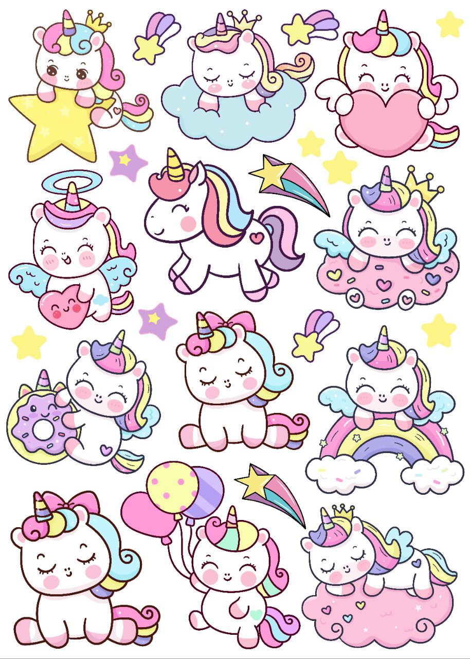 Unicorn Baby Cute elements (Instant Transfer Sheet))