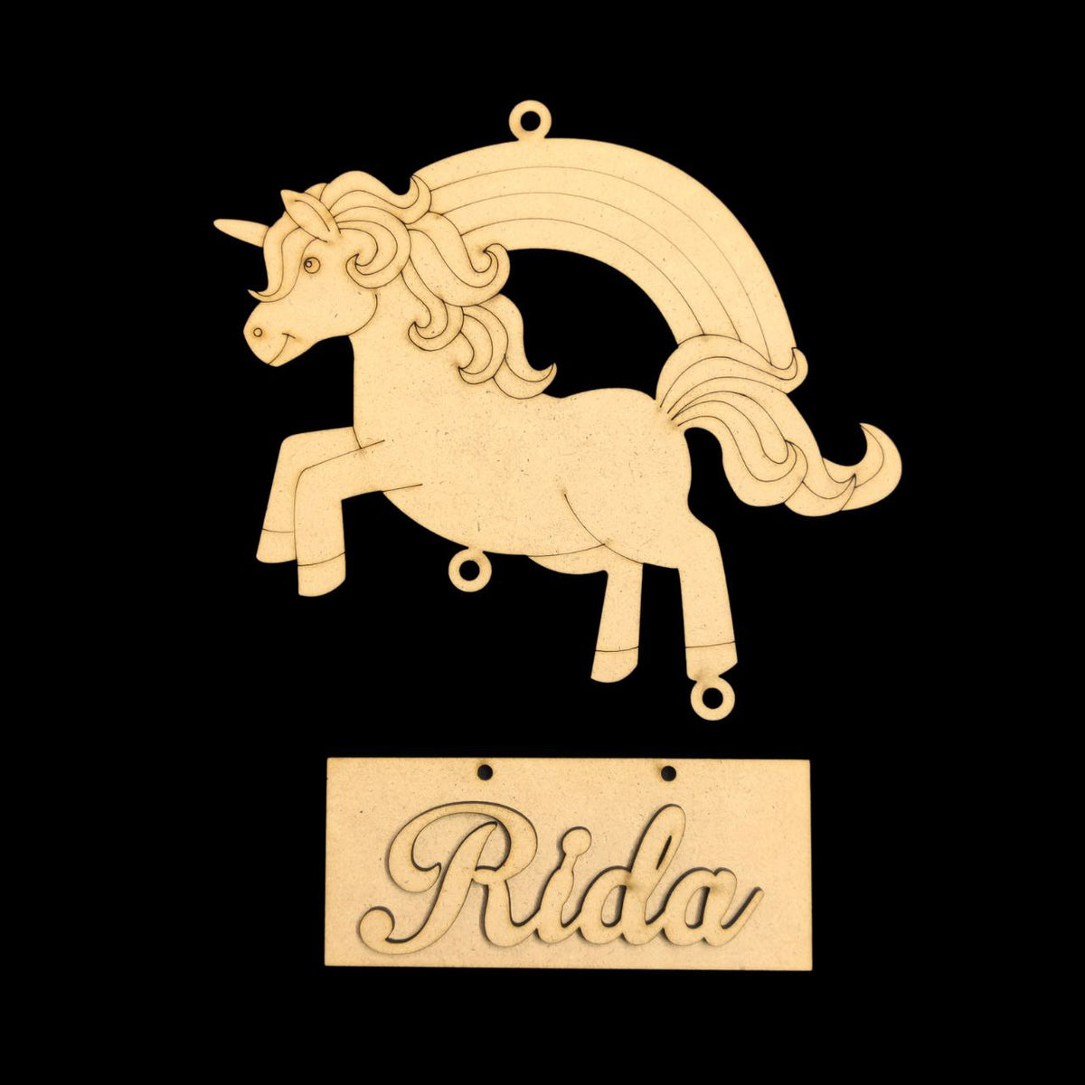 Unicorn ( Mini name plate - MDF ) Personalised