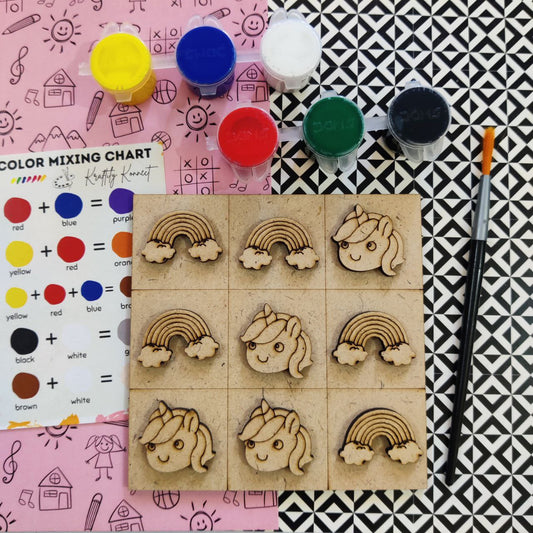 Unicorn & Rainbow (DIY Tic Tac Toe Kit - MDF)