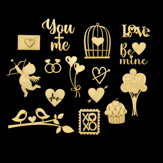 Valentine Love Embellishments ( MDF - Laser cuts )