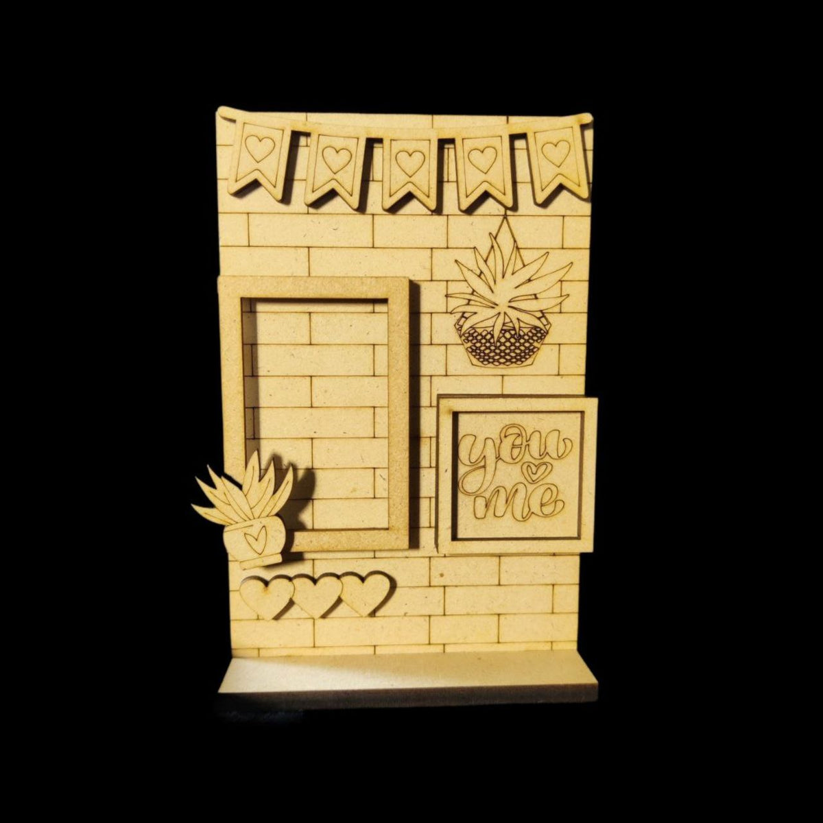 Wall Memories Miniature Stand and Mini Photo Frame ( MDF - Valentine's Collection )