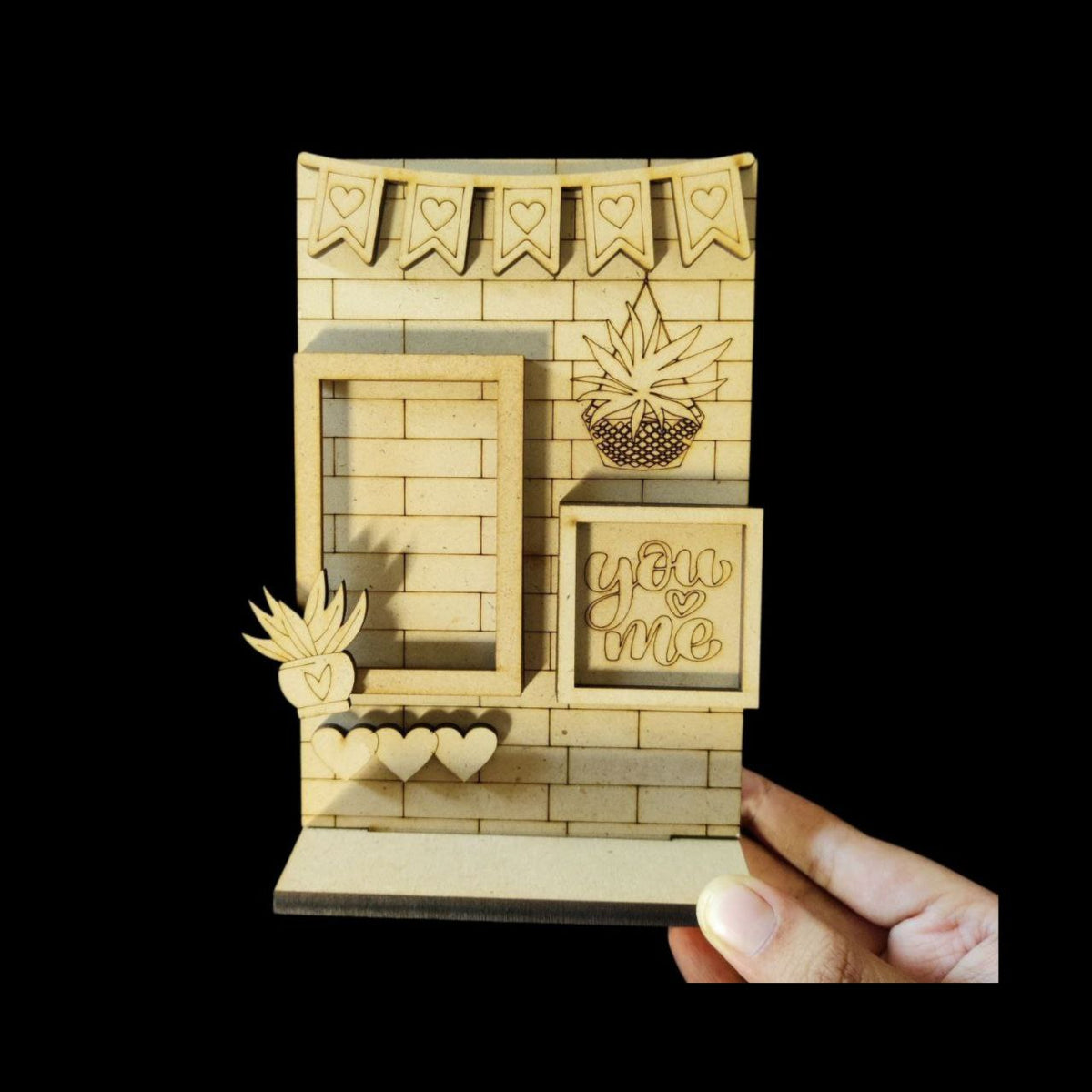 Wall Memories Miniature Stand and Mini Photo Frame ( MDF - Valentine's Collection )