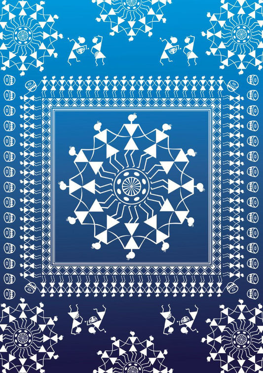 Warli dance - Cool Blue ( Decoupage papers )