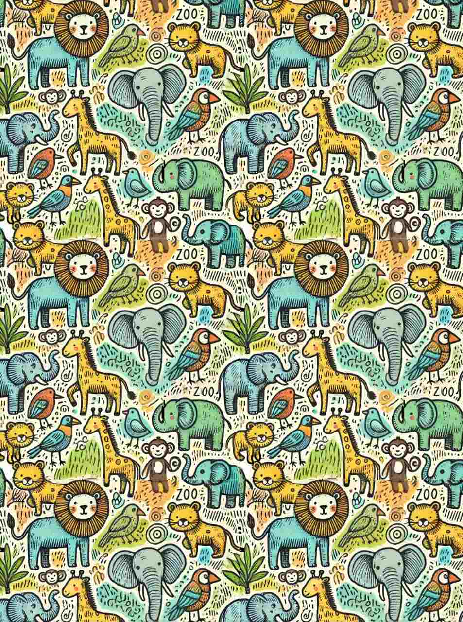 Wild Animals Cute - Seamless Pattern (Decoupage Paper)
