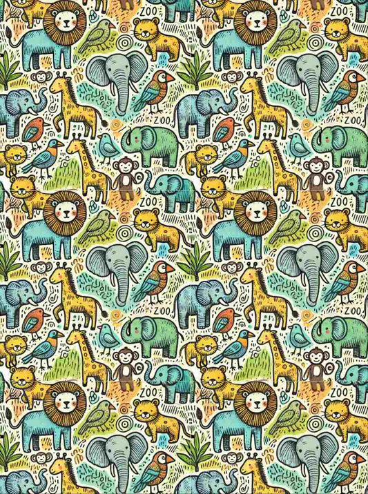 Wild Animals Cute - Seamless Pattern (Decoupage Paper)