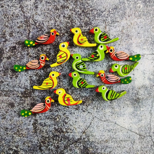 Wooden Birds - Miniature - Multi Colour ( Art & Craft Embellishment)