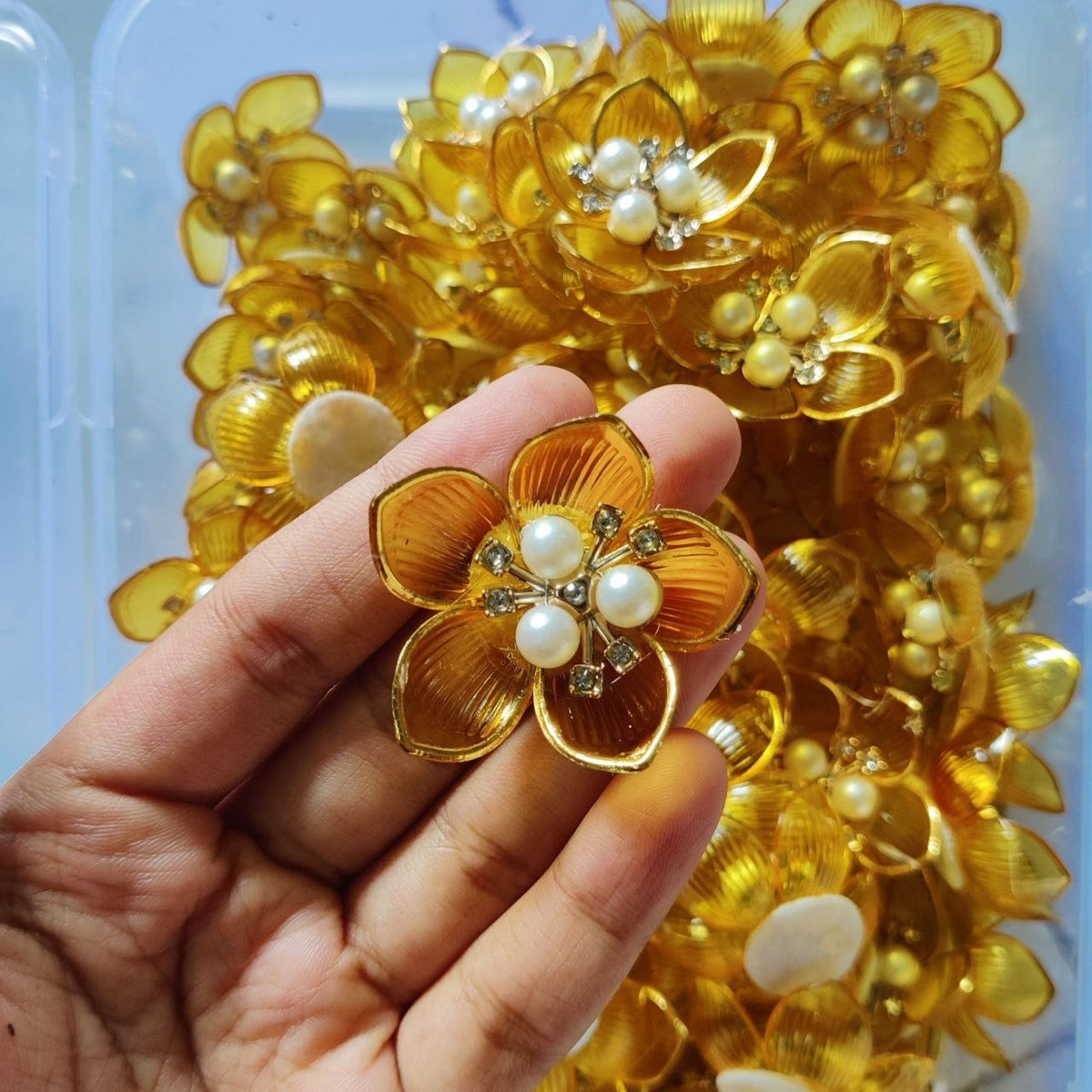 Yellow - Flower Embellishments (Plastic)