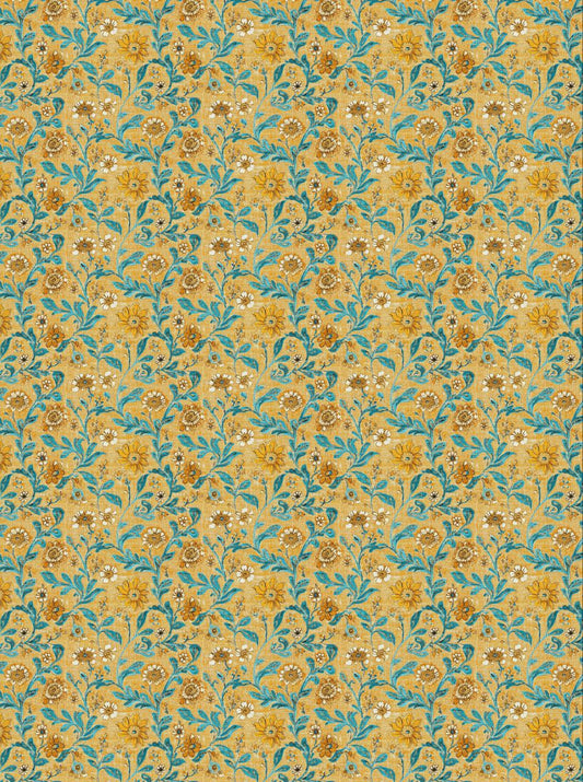 Yellow Flowers - Fabric Kalamkari (Decoupage Sheet)